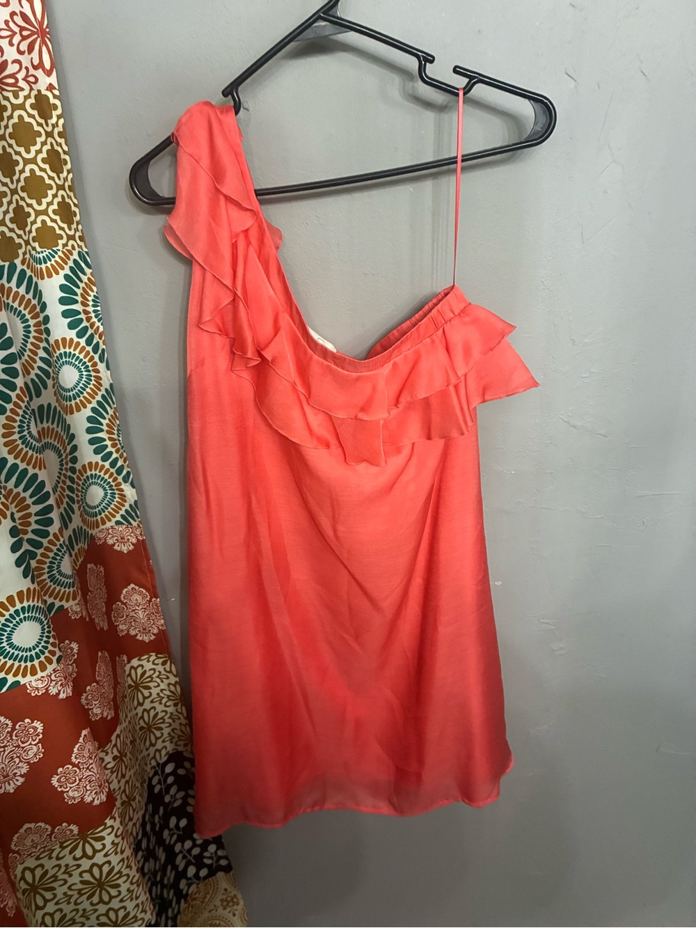 Jessica Simpson Coral One-Shoulder Ruffle Dress